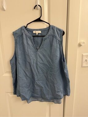 Fever Light Blue Sleeveless Chambray Tank